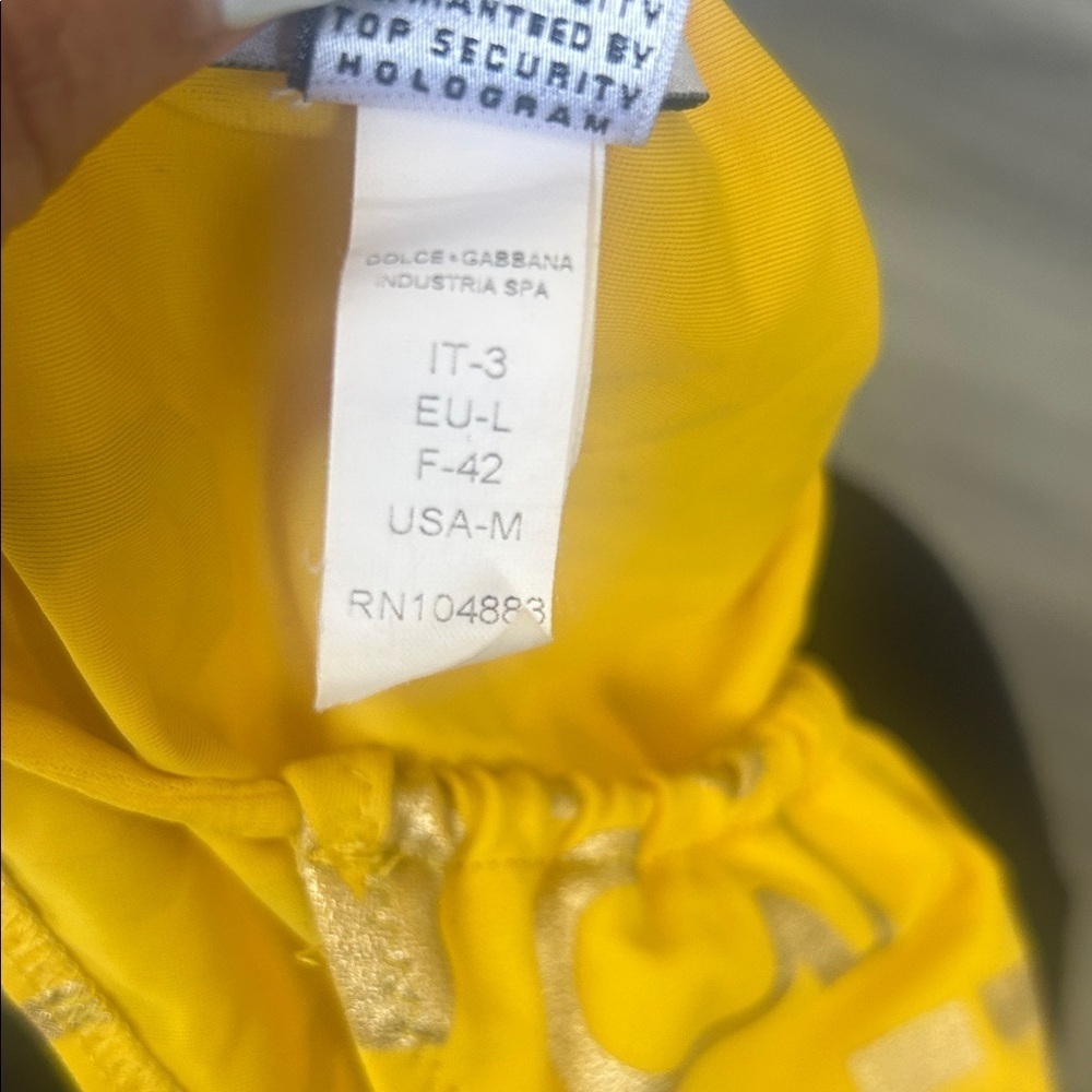 Dolce & Gabbana Y2K Yellow Number Metallic Print Bikini Bottom Sz M - Picture 4 of 8